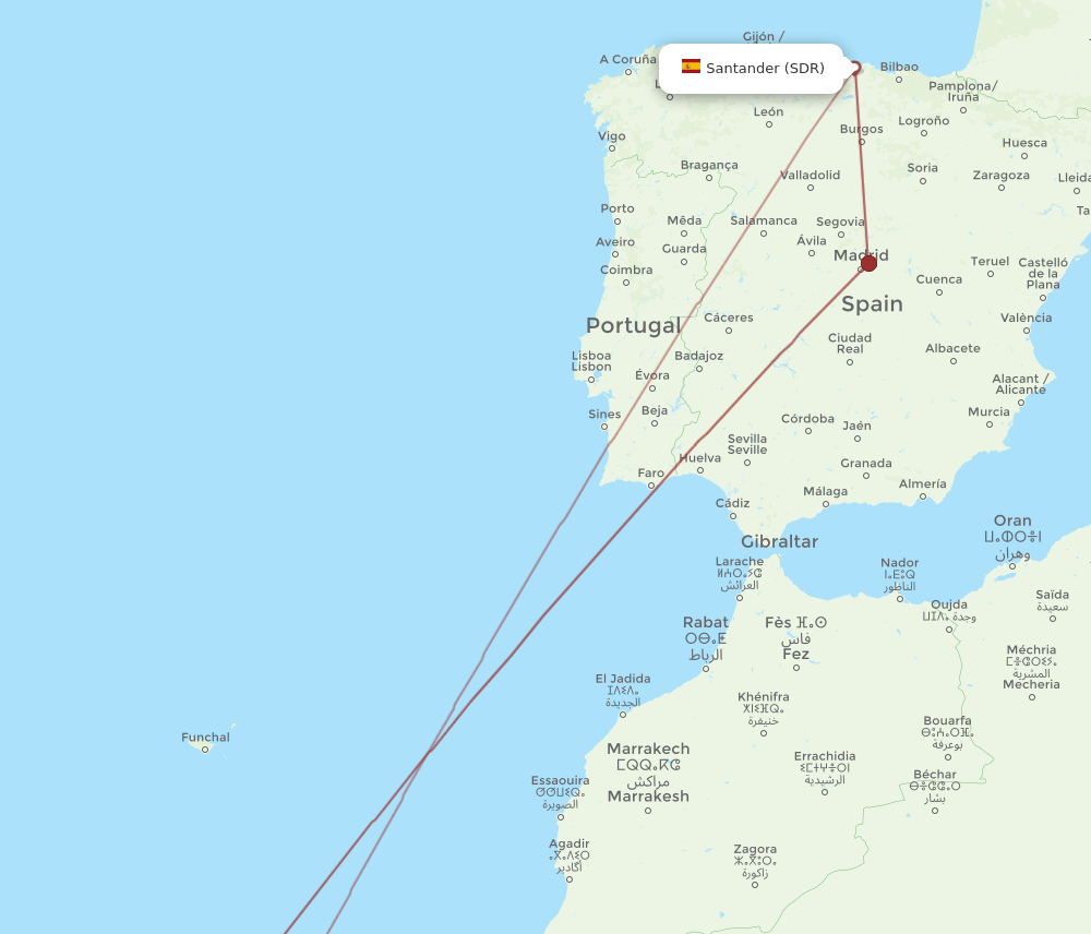 TFS-SDR flight routes