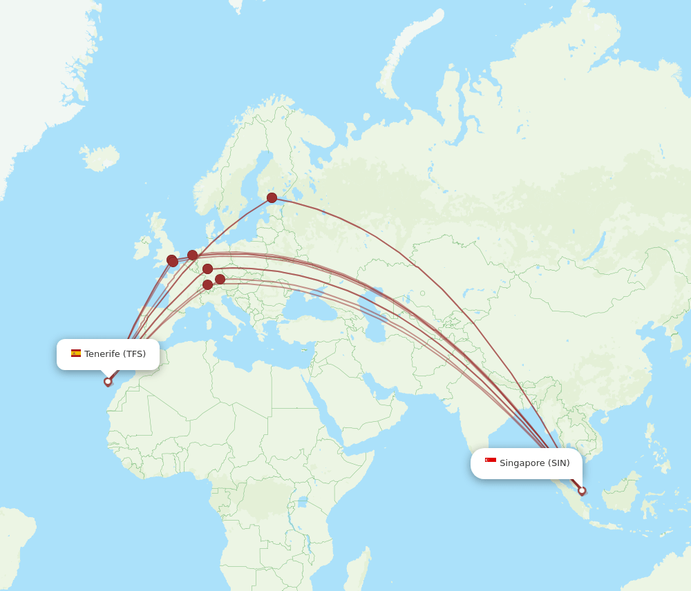 TFS-SIN flight routes
