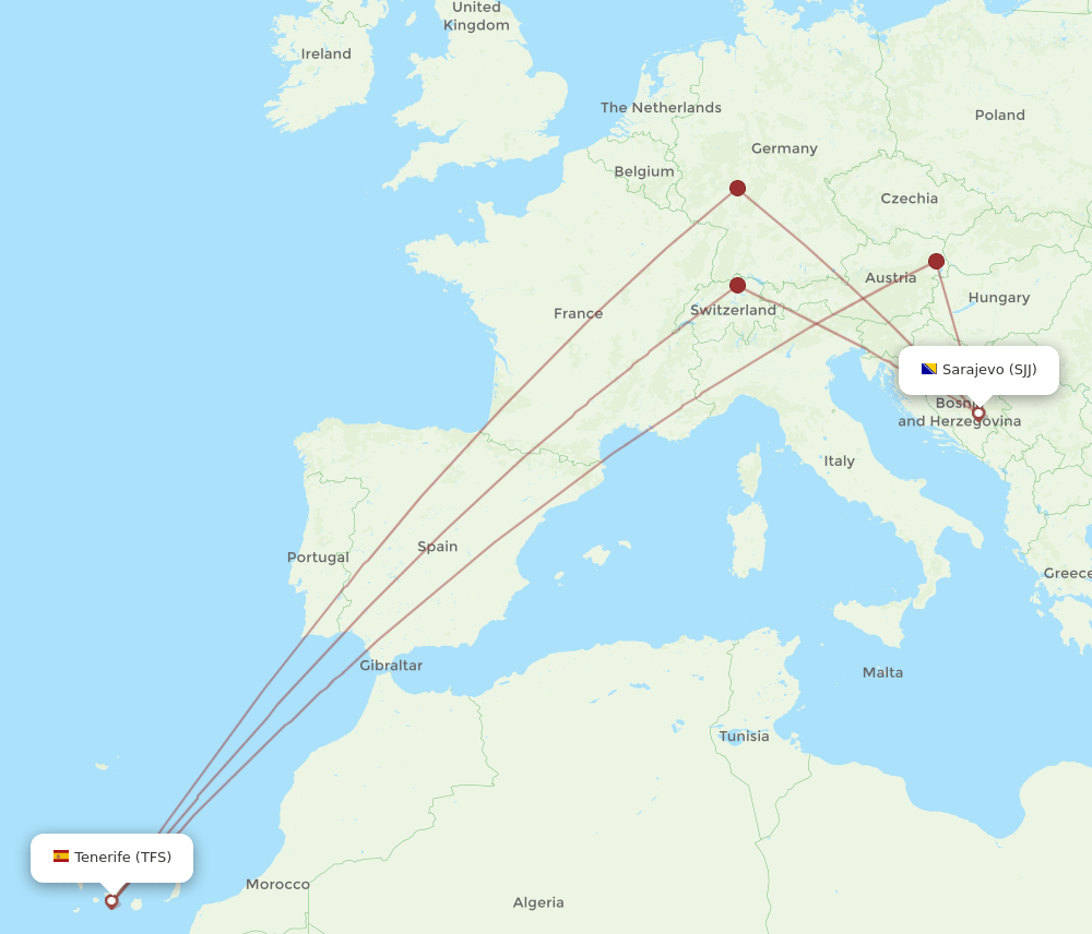 TFS-SJJ flight routes