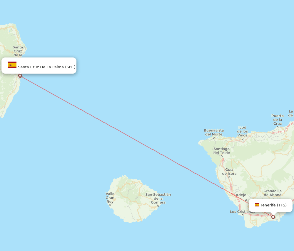 Tenerife - Santa Cruz De La Palma route map and flight paths
