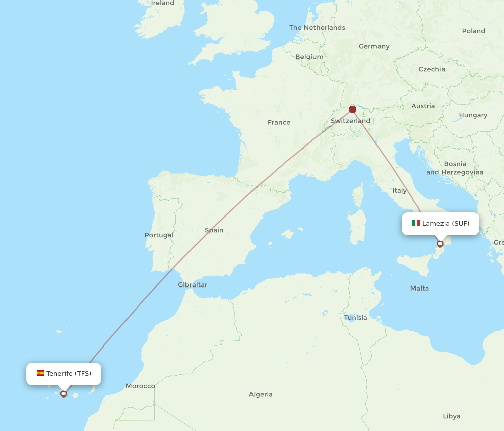 TFS to SUF flights and routes map