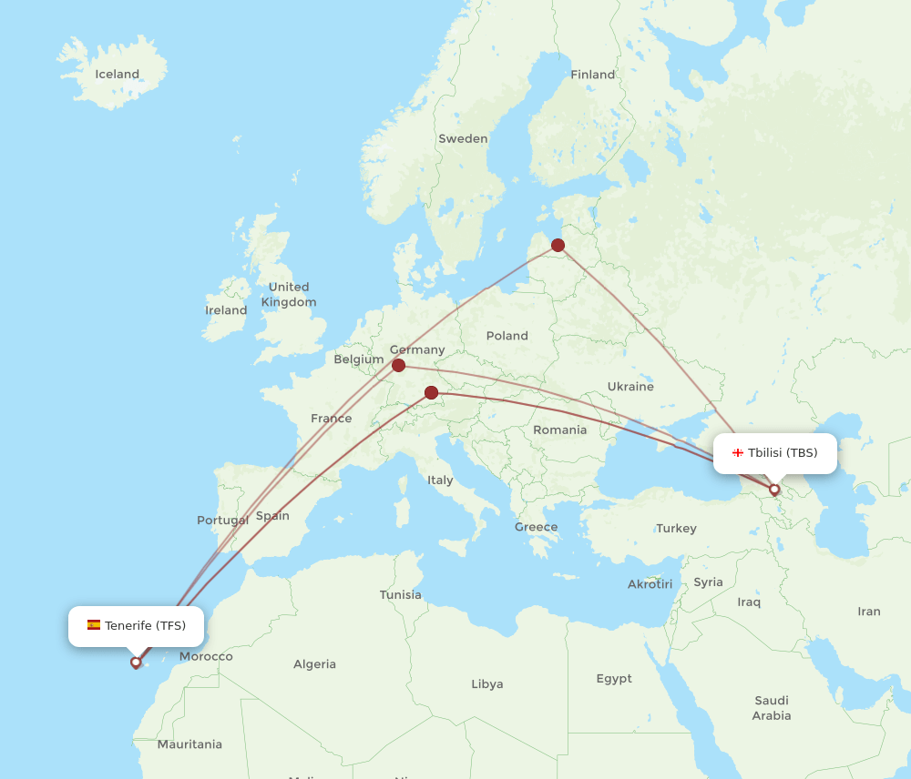 TFS-TBS flight routes