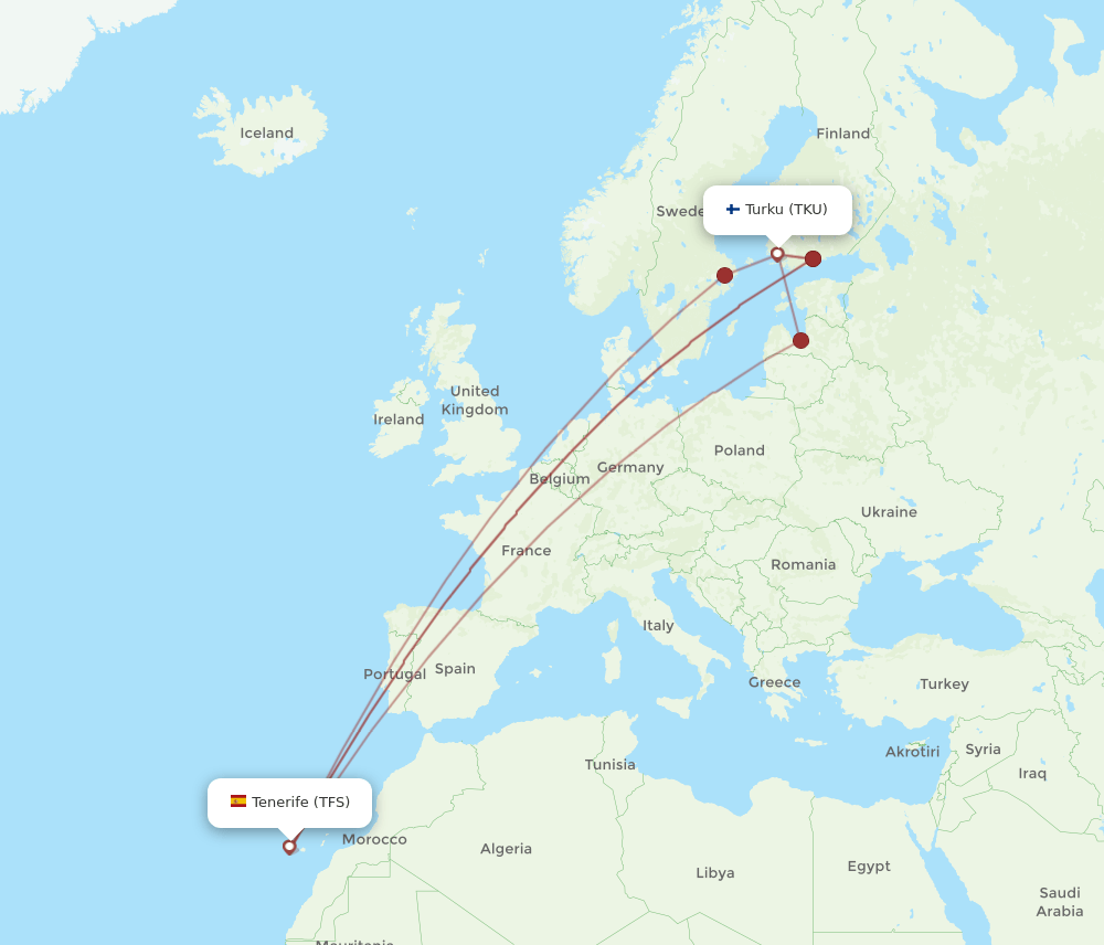 TFS-TKU flight routes