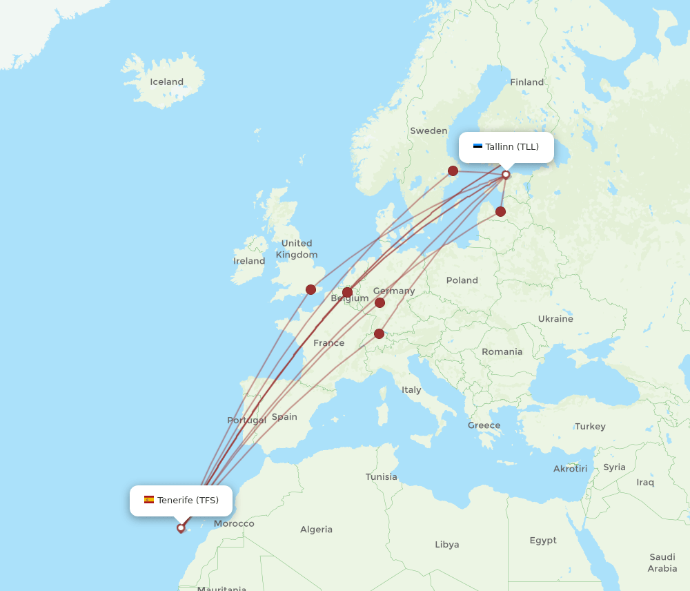 TFS-TLL flight routes