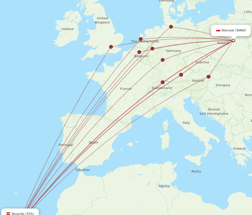 TFS-WAW flight routes