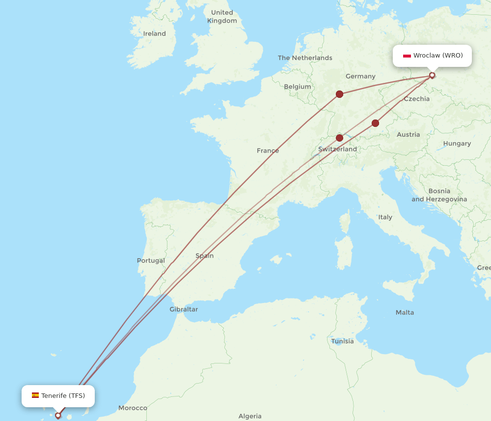 TFS-WRO flight routes