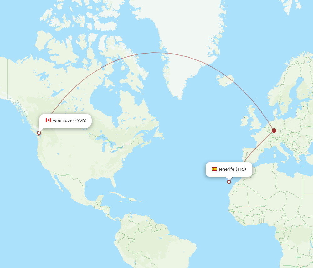 TFS-YVR flight routes
