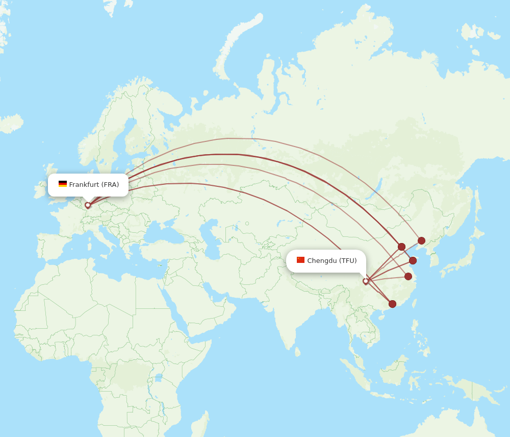 TFU-FRA flight routes