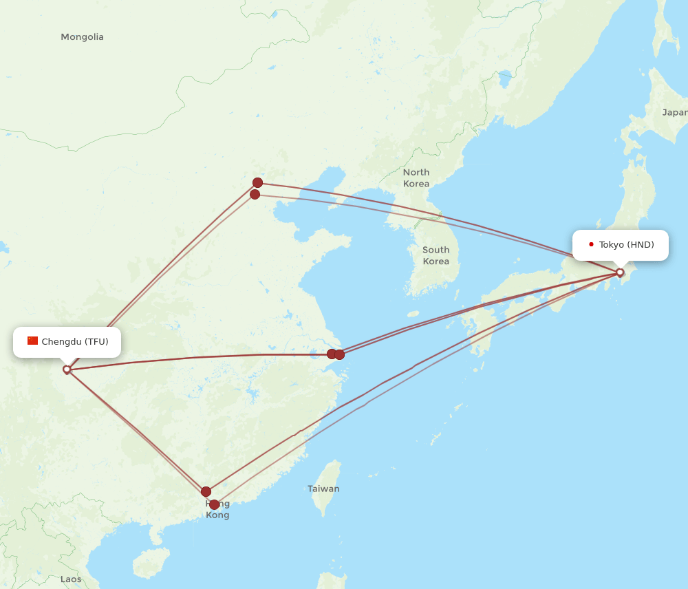 TFU-HND flight routes