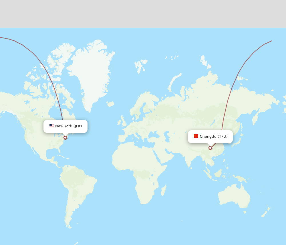 TFU to JFK flights and routes map