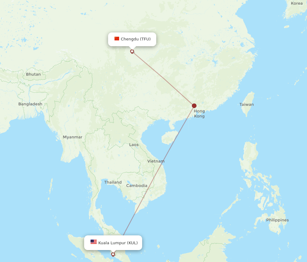 TFU-KUL flight routes