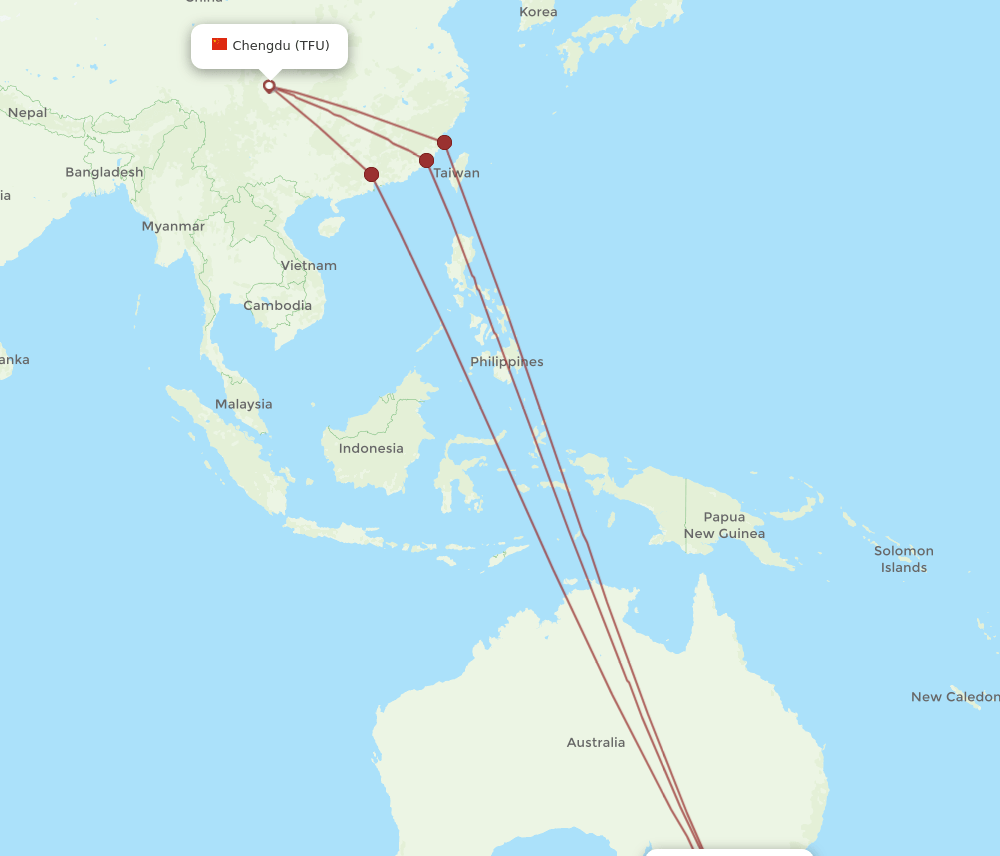 TFU-MEL flight routes