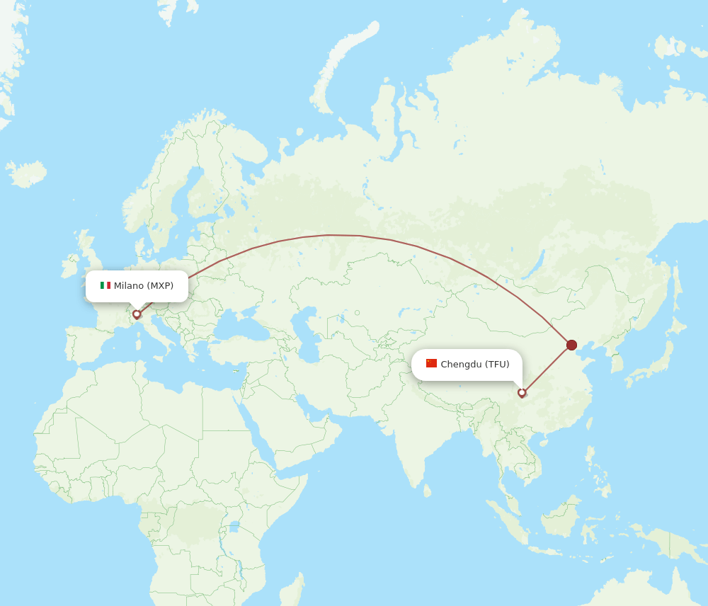 TFU to MXP flights and routes map