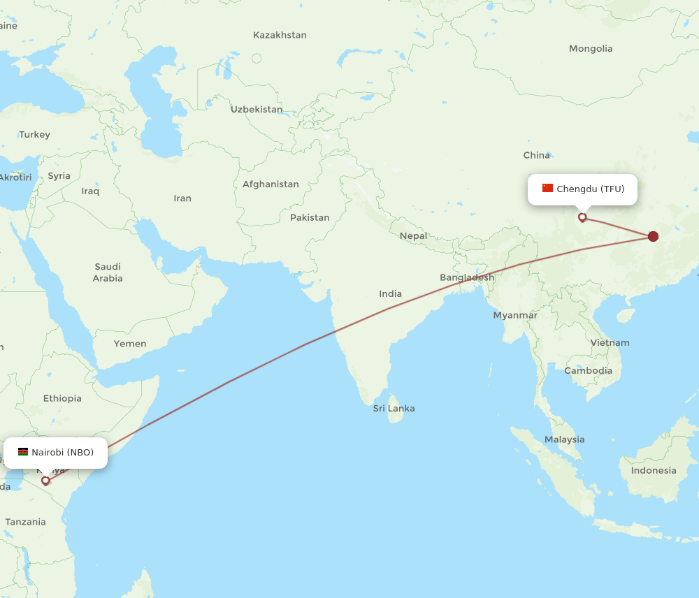 TFU-NBO flight routes
