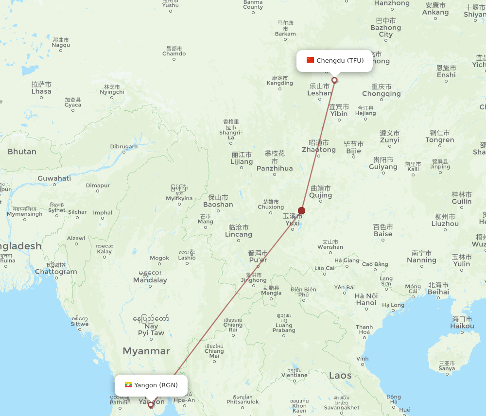 TFU-RGN flight routes