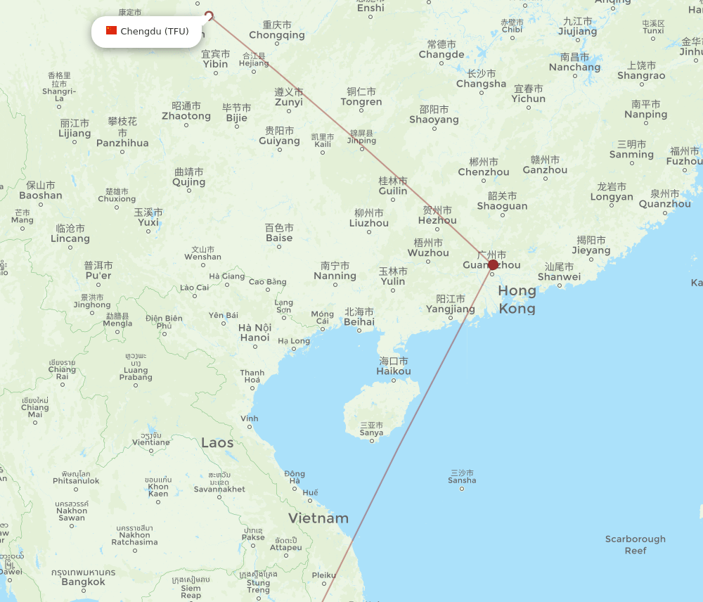 TFU to SGN flights and routes map