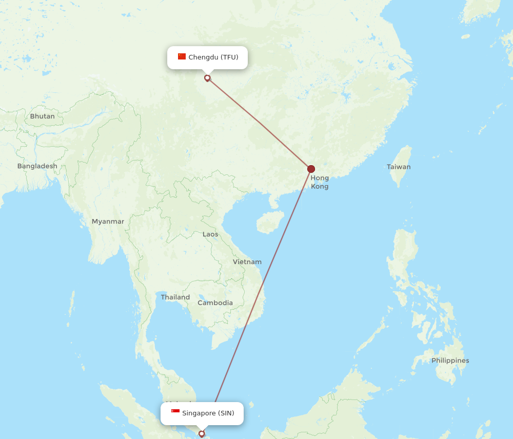 TFU to SIN flights and routes map