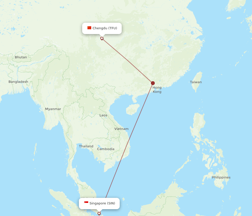 TFU-SIN flight routes