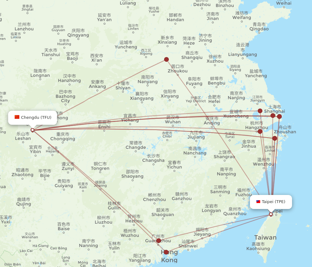 TFU-TPE flight routes