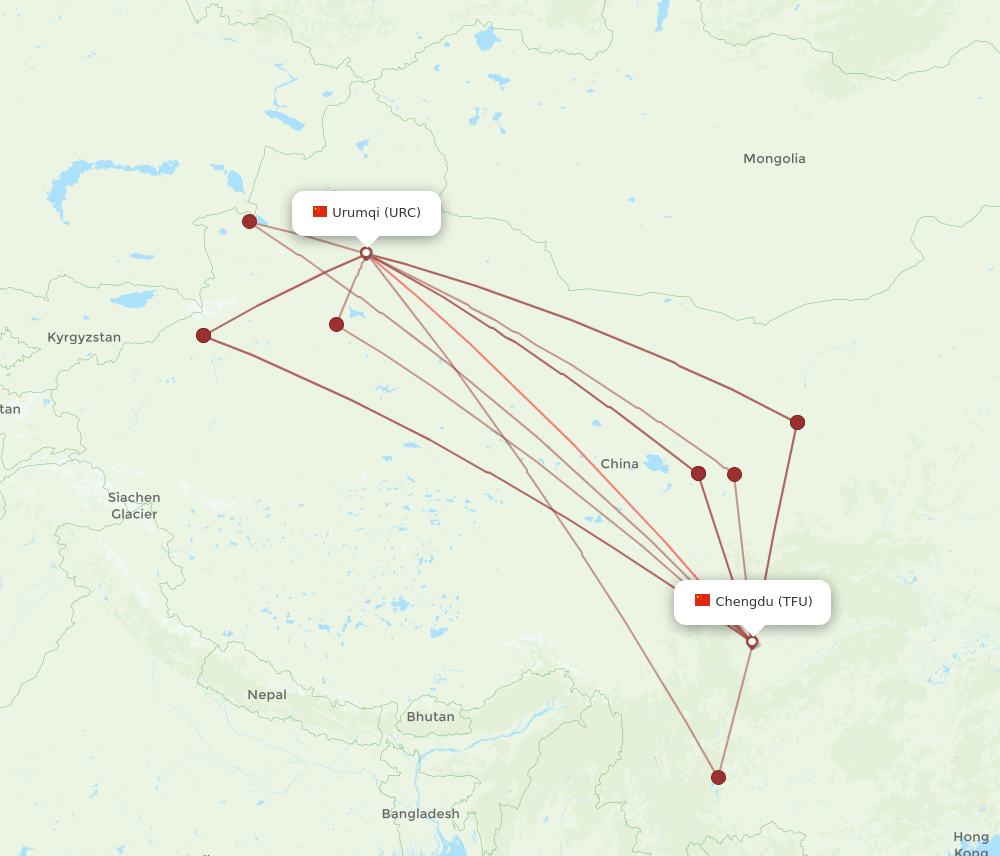 TFU-URC flight routes