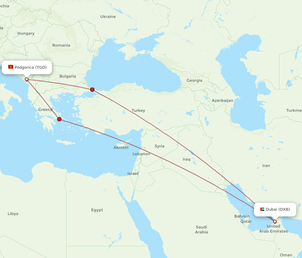 TGD-DXB flight routes