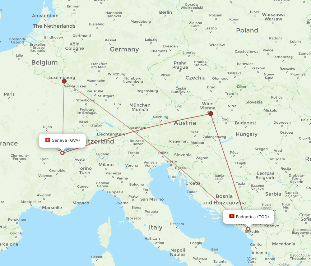 TGD-GVA flight routes