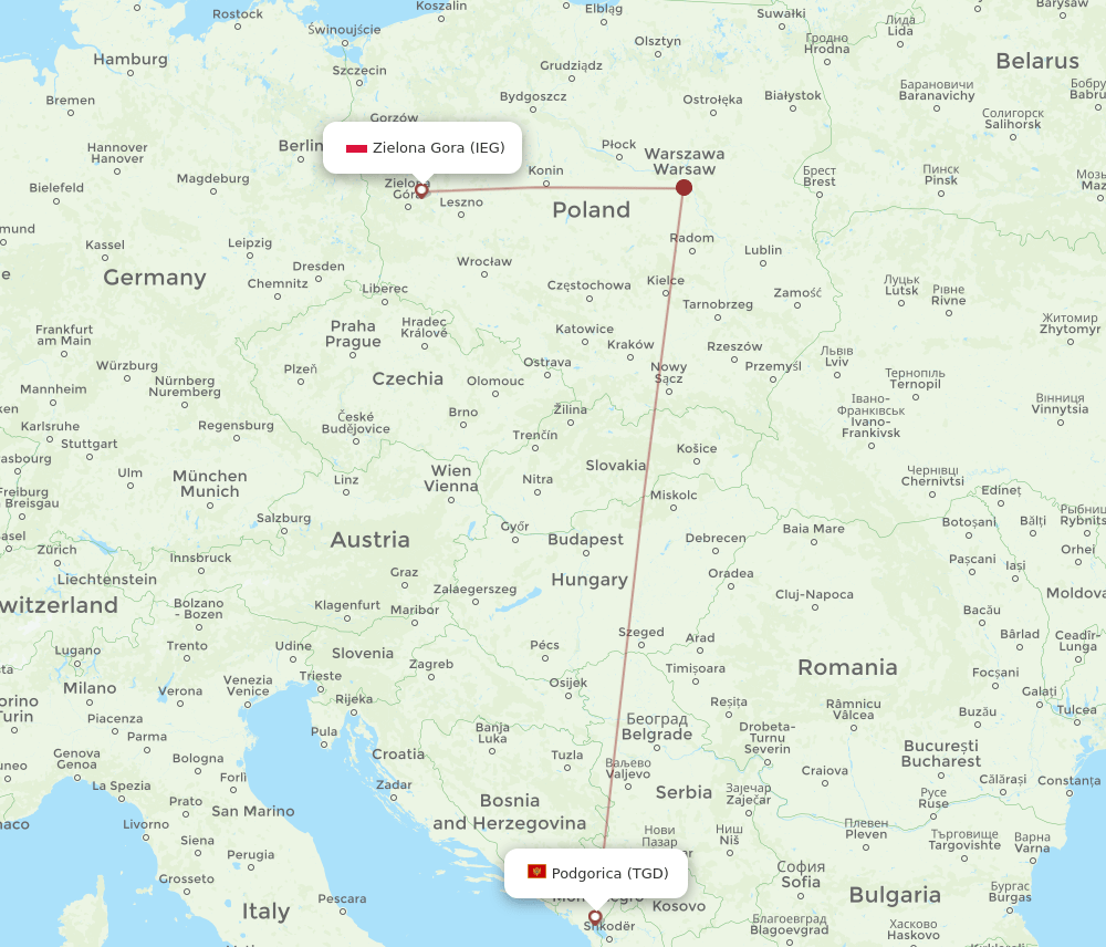 TGD-IEG flight routes