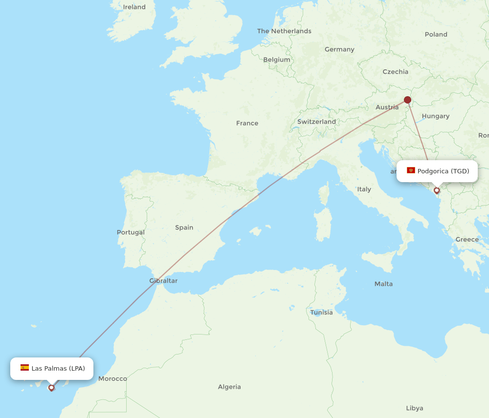 TGD-LPA flight routes