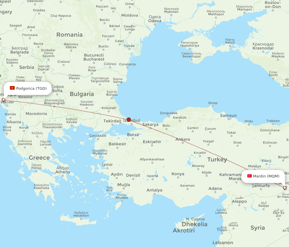 TGD-MQM flight routes