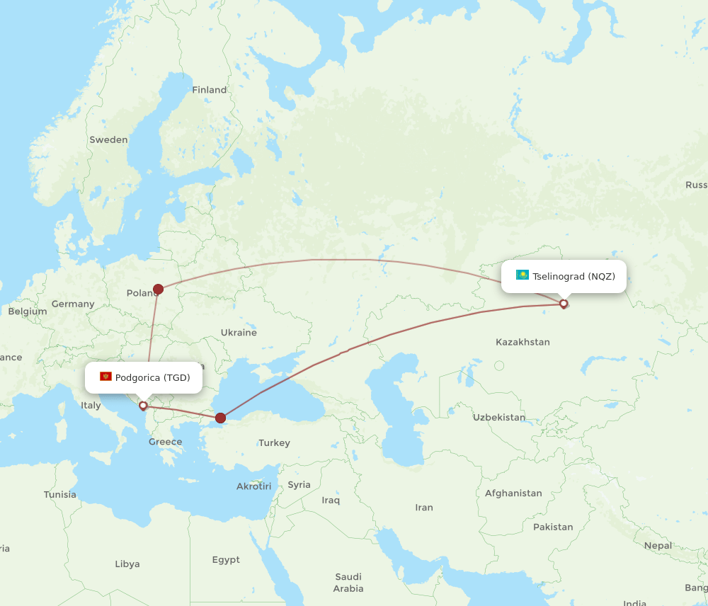 TGD-NQZ flight routes