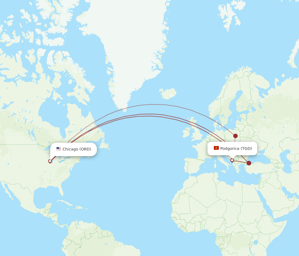 TGD-ORD flight routes