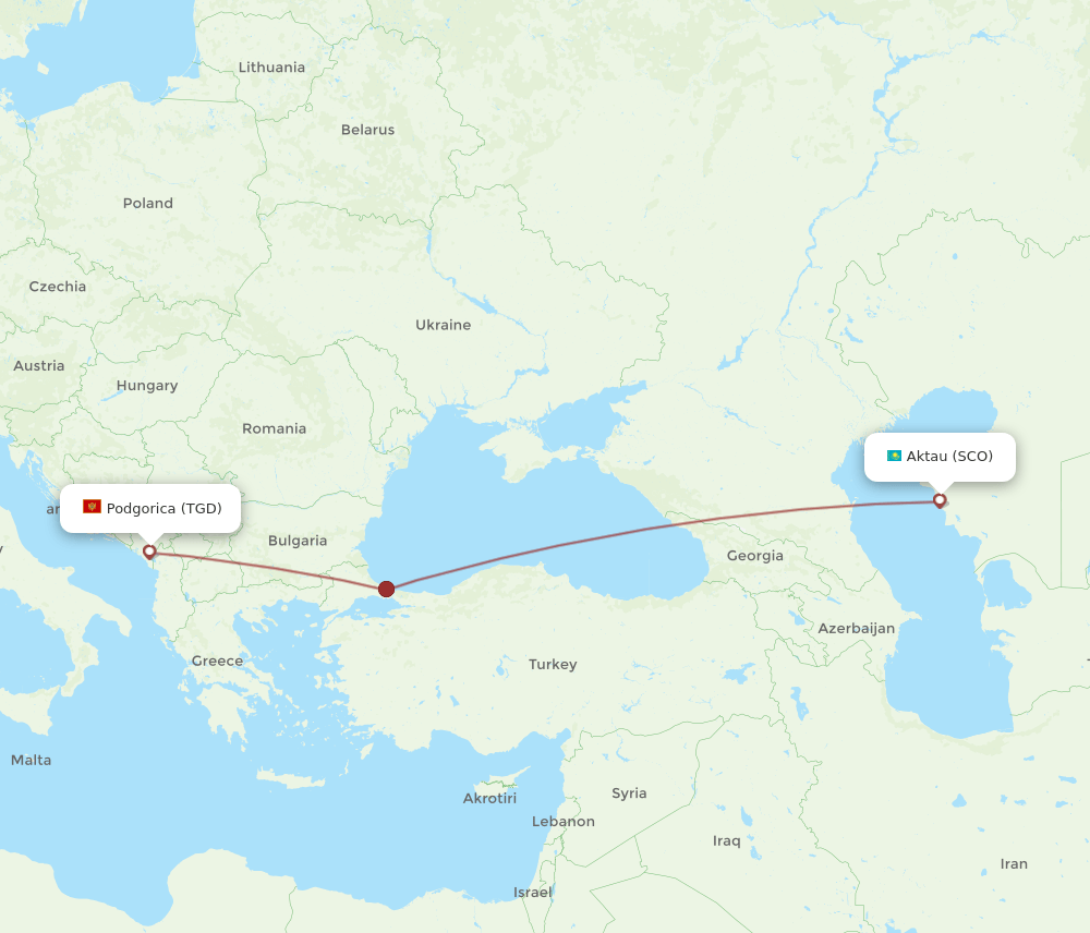 TGD-SCO flight routes