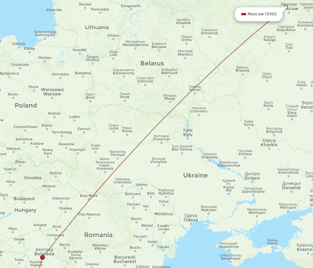 TGD-SVO flight routes