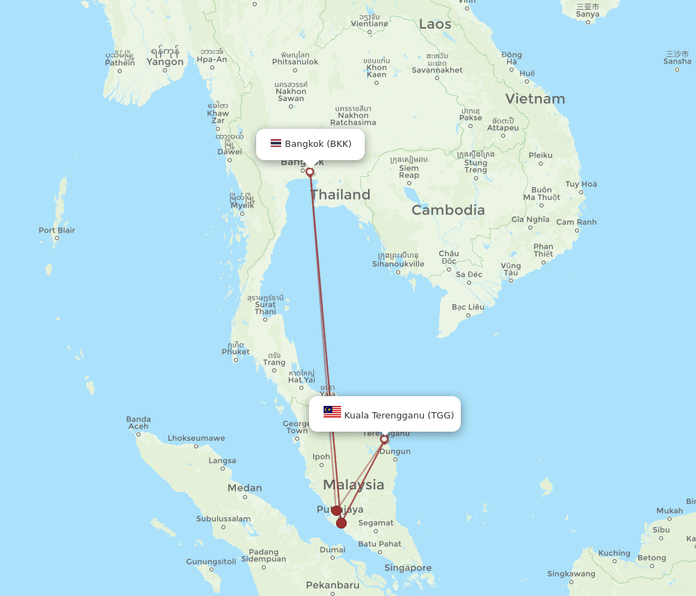 TGG-BKK flight routes