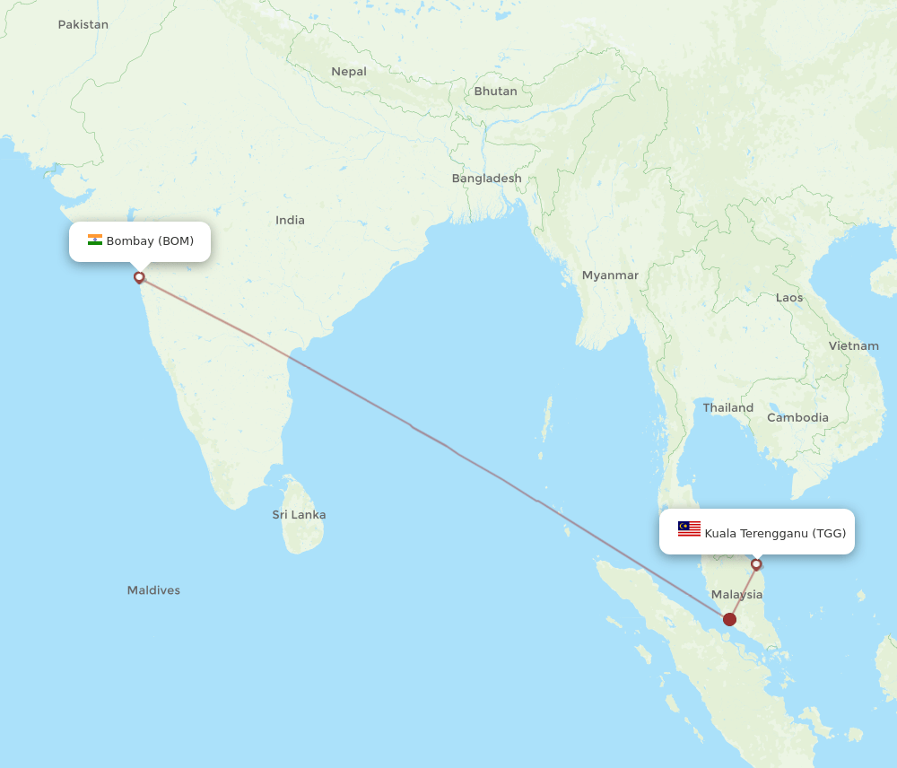 TGG-BOM flight routes