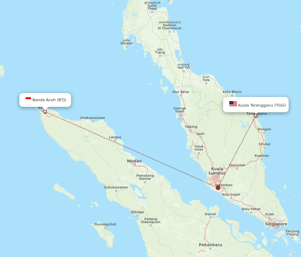TGG-BTJ flight routes