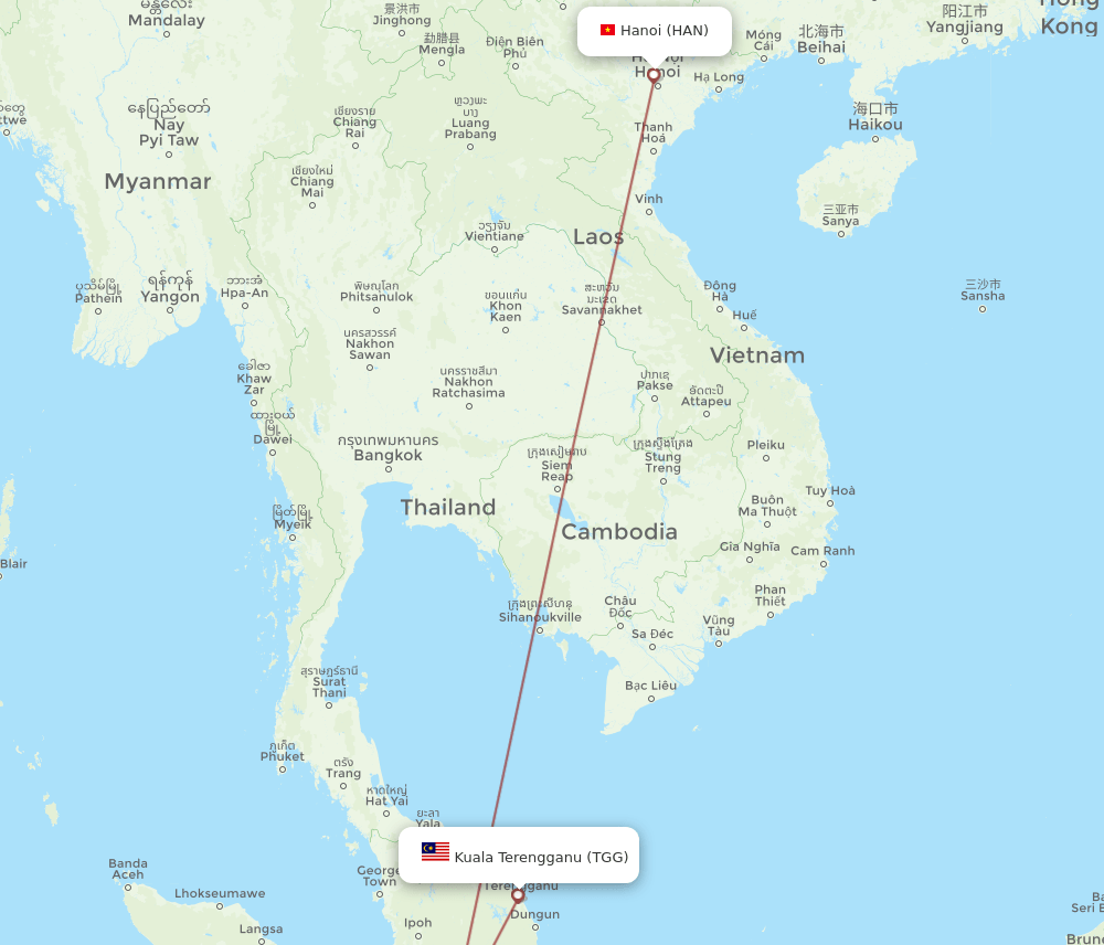 TGG-HAN flight routes