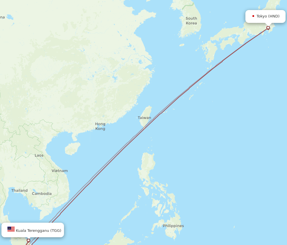 TGG-HND flight routes
