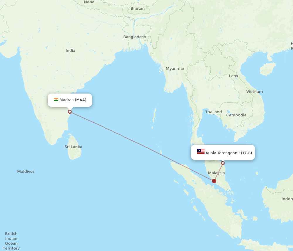 TGG-MAA flight routes
