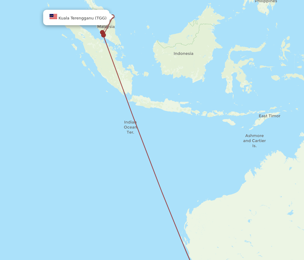 TGG-PER flight routes