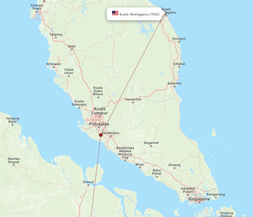 TGG-PKU flight routes