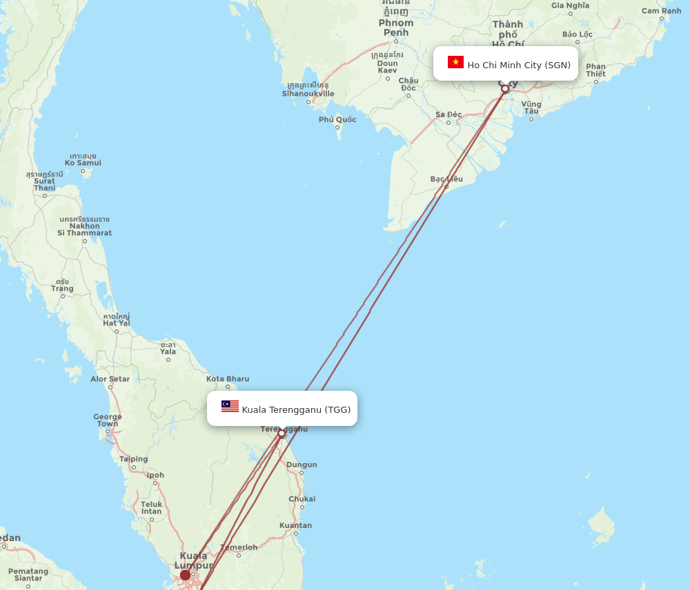 TGG-SGN flight routes