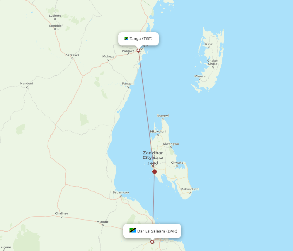 TGT-DAR flight routes