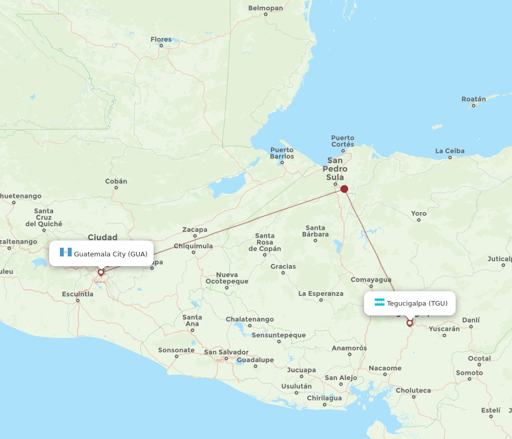TGU-GUA flight routes