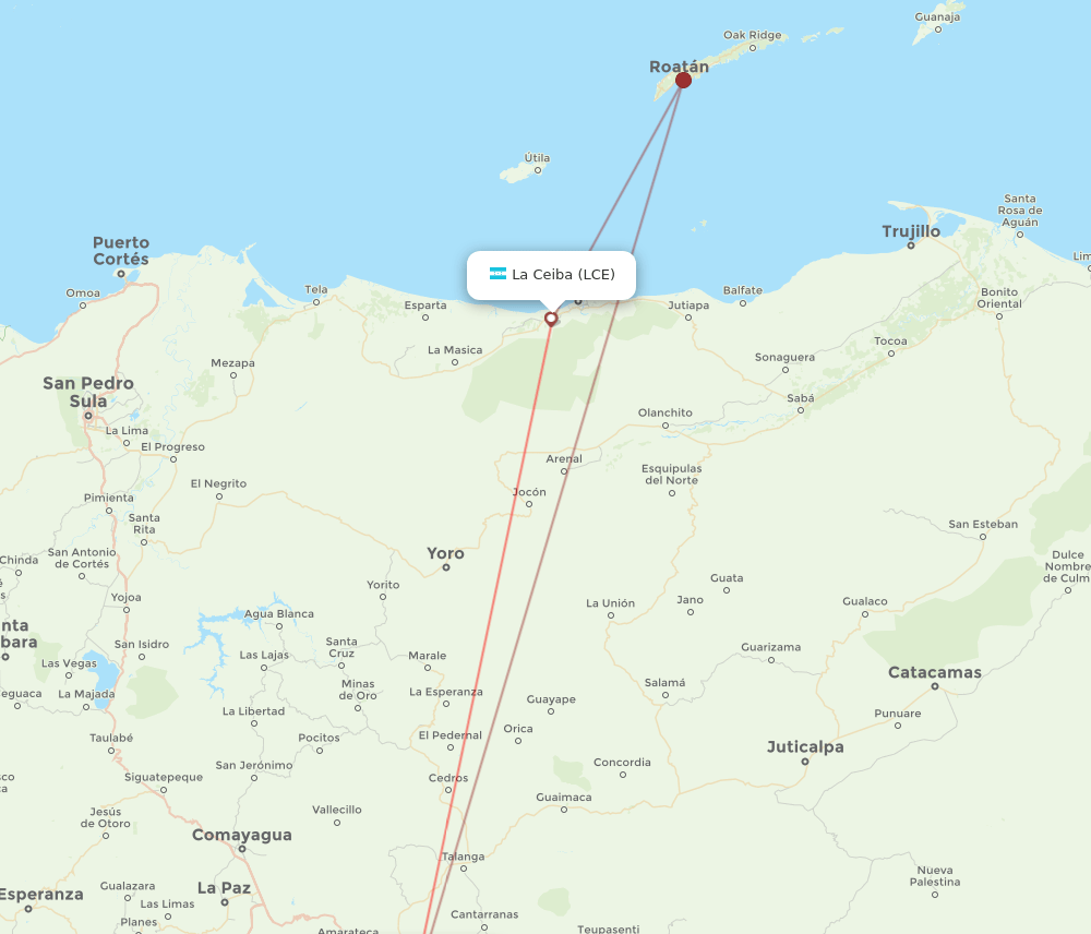 TGU-LCE flight routes