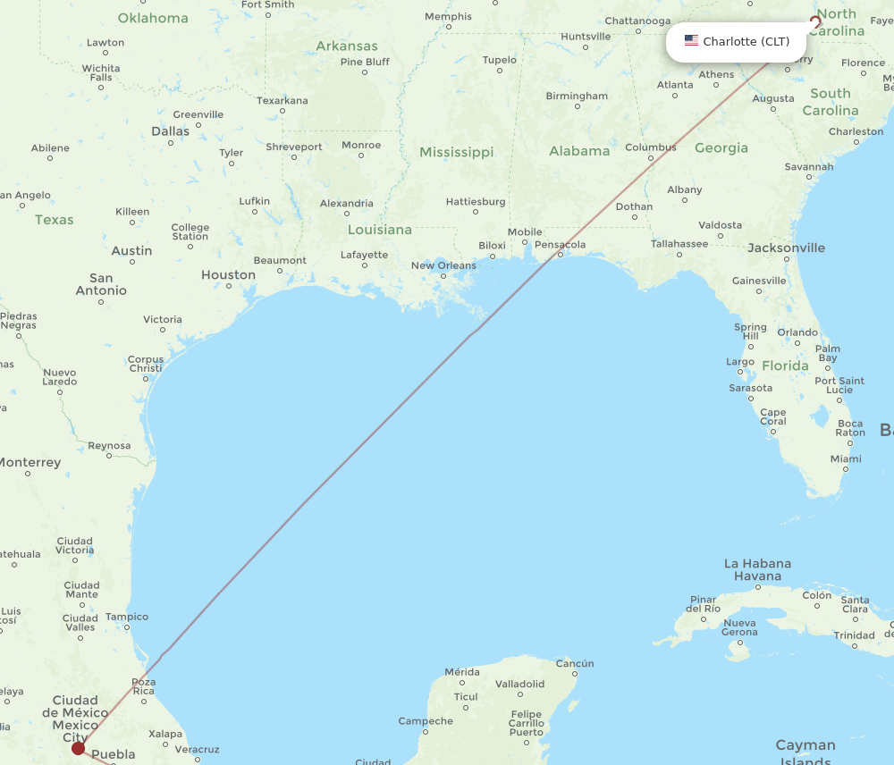 TGZ-CLT flight routes