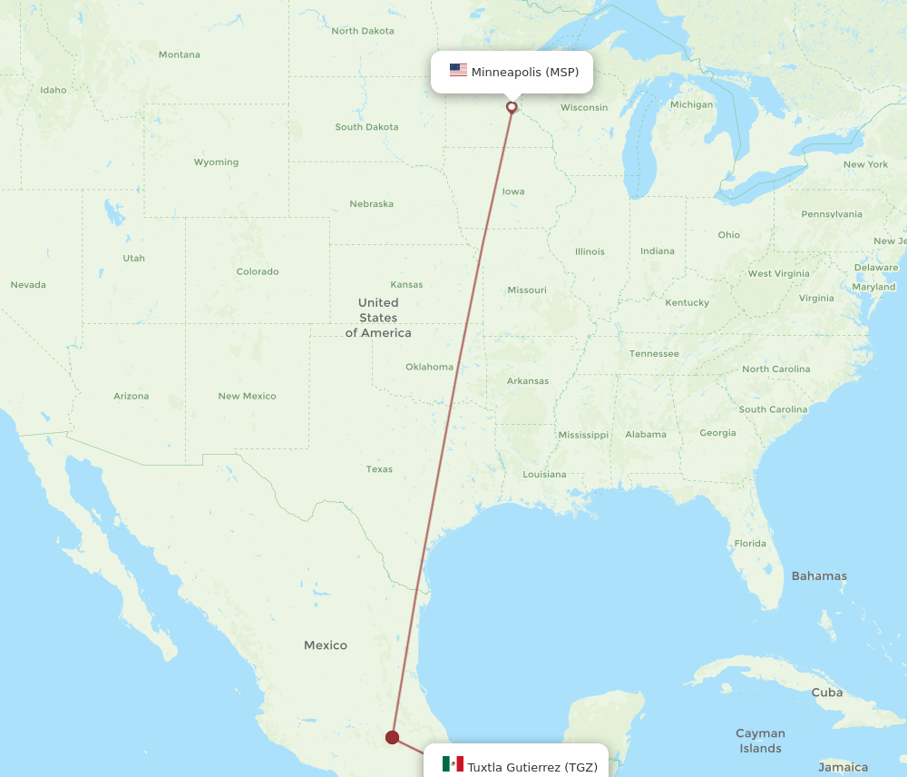 TGZ-MSP flight routes