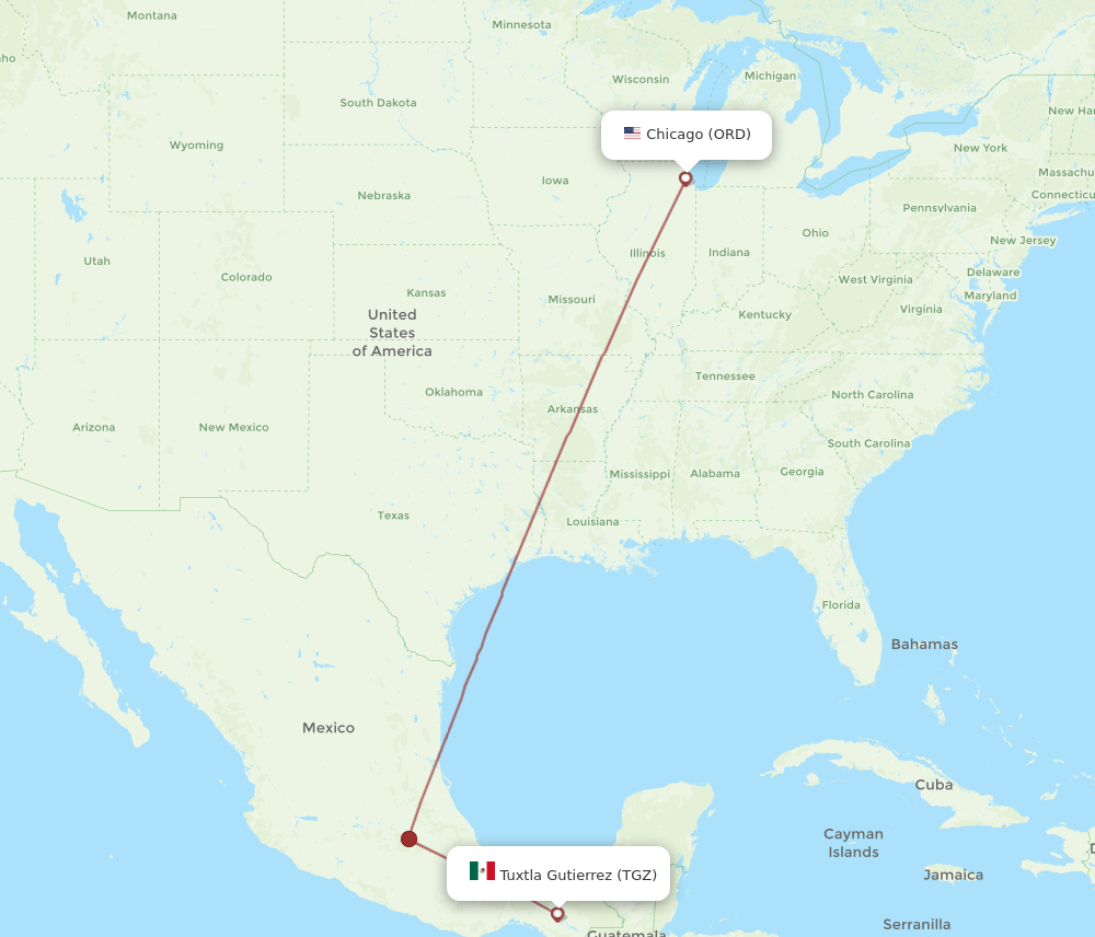 TGZ-ORD flight routes