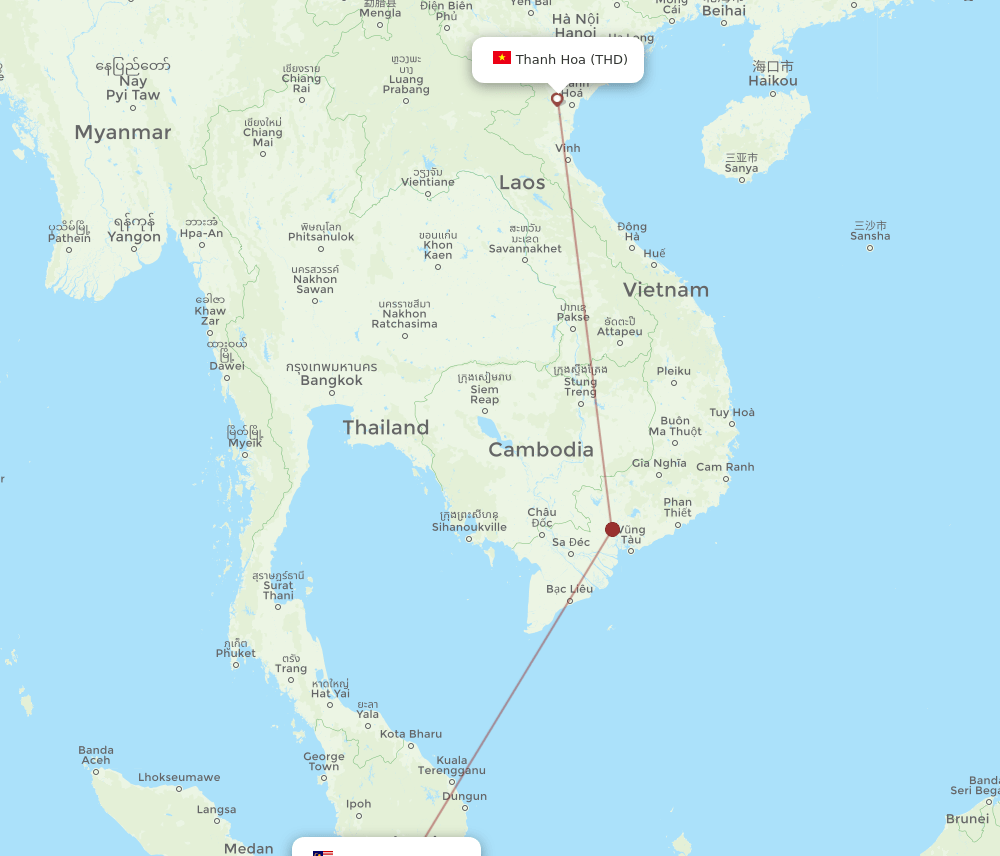 THD-KUL flight routes