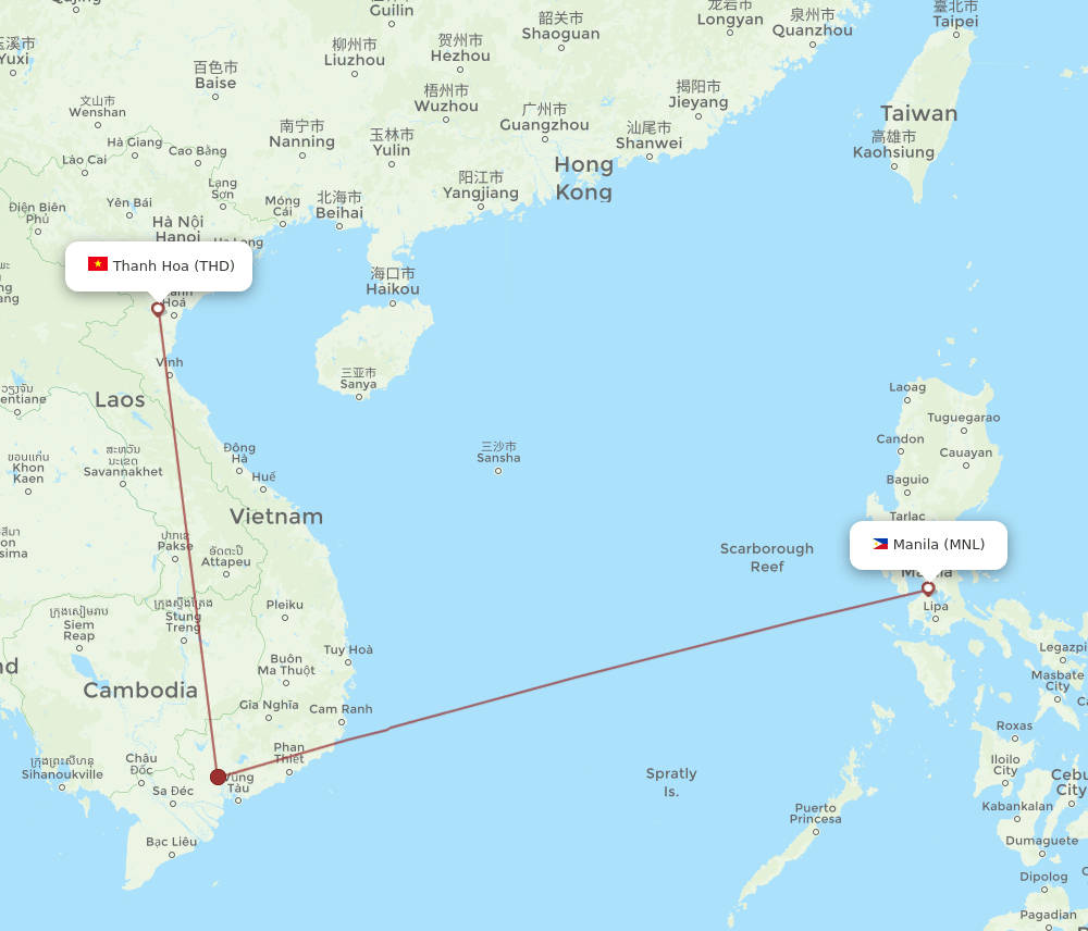THD-MNL flight routes